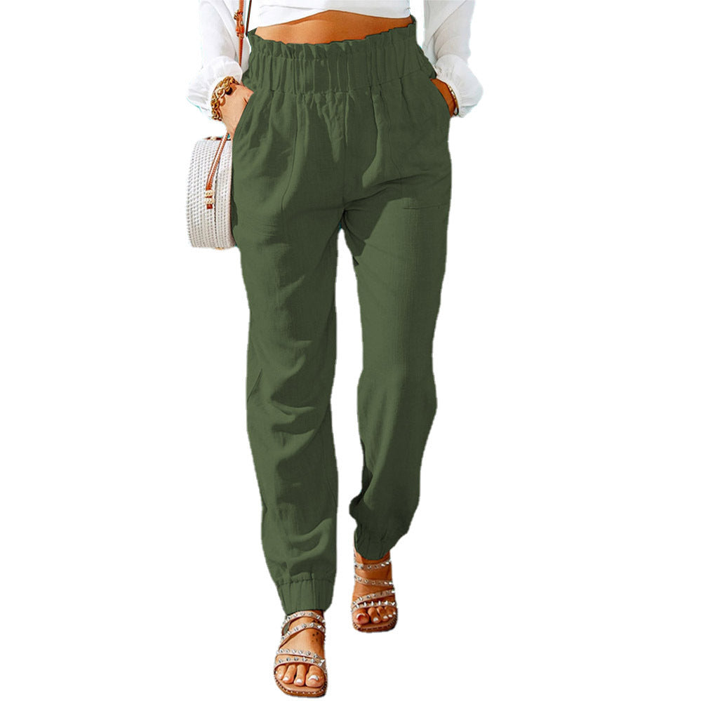 Damen Bequeme und elegante Sommerhose mit elastischem Bund und praktischen Taschen Sovae