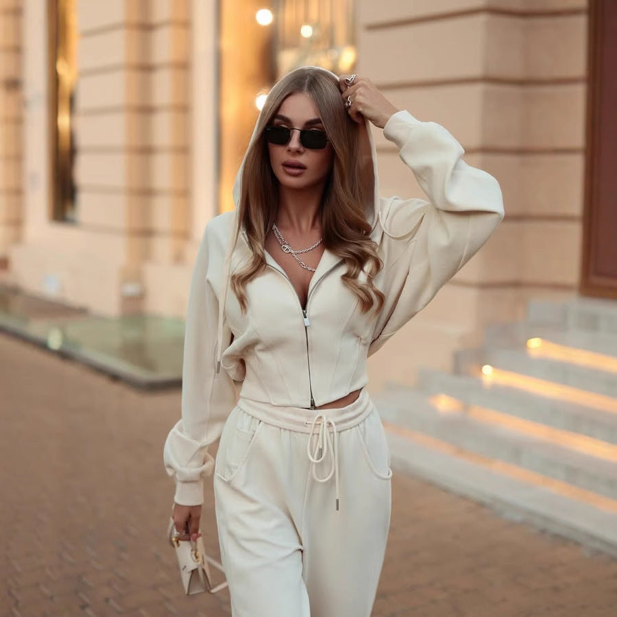 Damen sportliches Fleece-Loungewear-Set mit Hoody Sovae