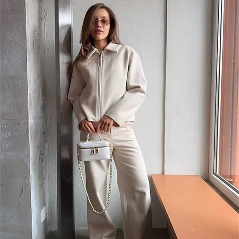 Damen elegante und lässige Jacke mit durchgehendem Reißverschluss Sovae