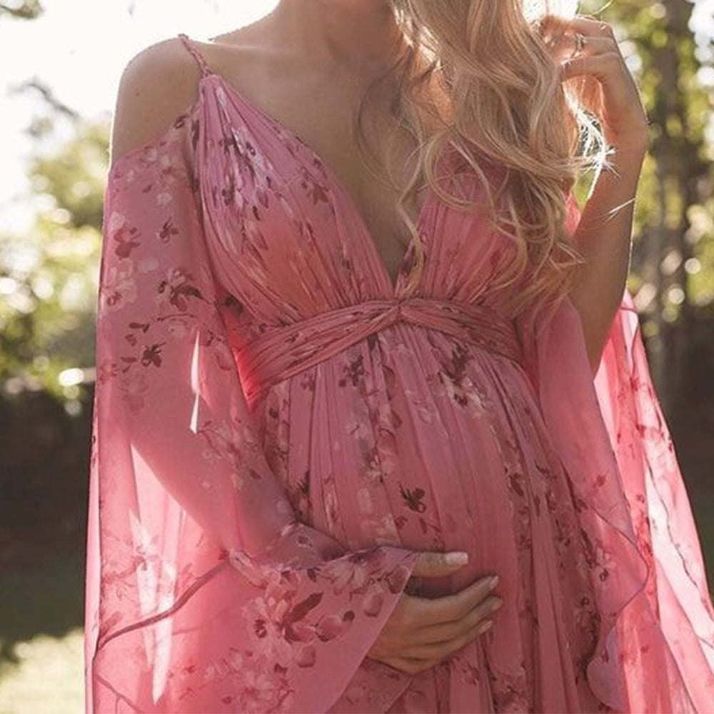 Damen romantisches Maxikleid mit schwingenden Ärmeln Sovae