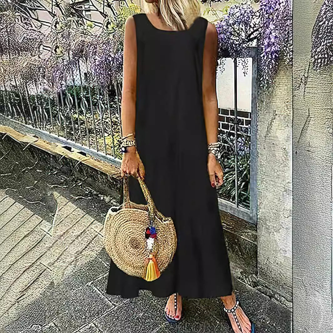 Damen Sommerliches Maxi-Kleid mit weit geschnittenem Saum und feminine Silhouette Sovae