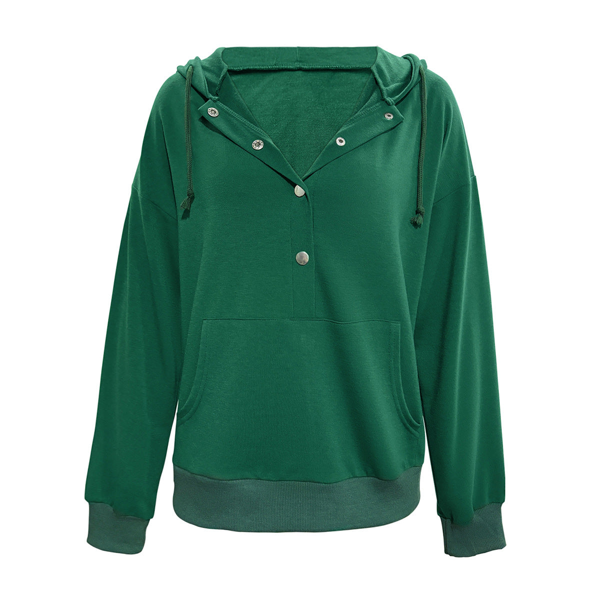 Damen Kapuzensweater mit Knopfleiste und tiefem Ausschnitt Sovae