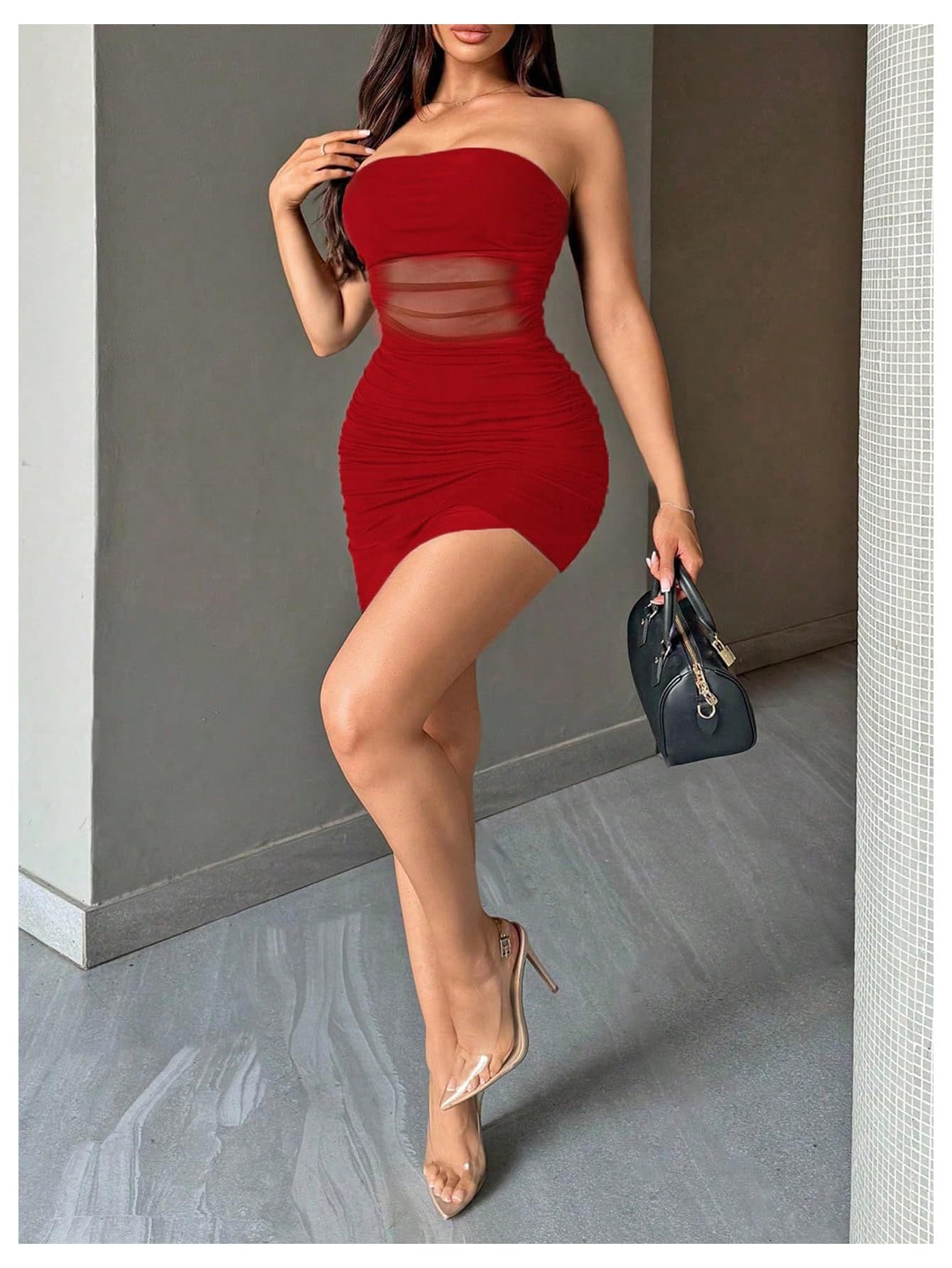 Damen Mini-Cocktailkleid mit raffinierten Rüschendetails Sovae