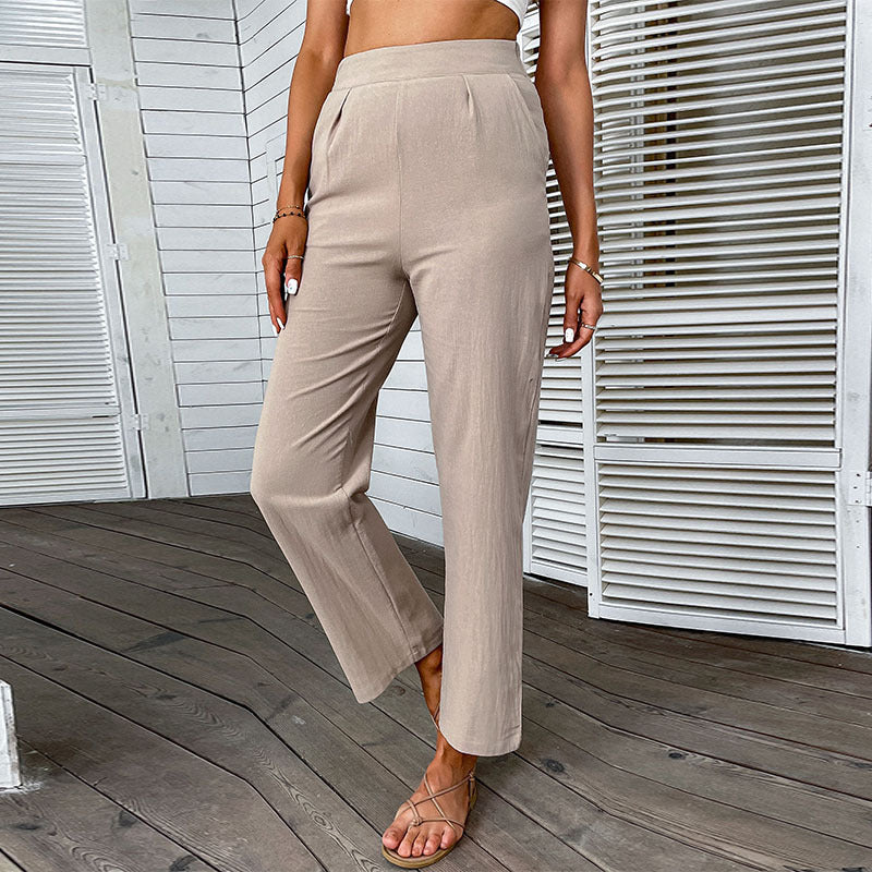 Damen elegante und bequeme Leinenhose Sovae