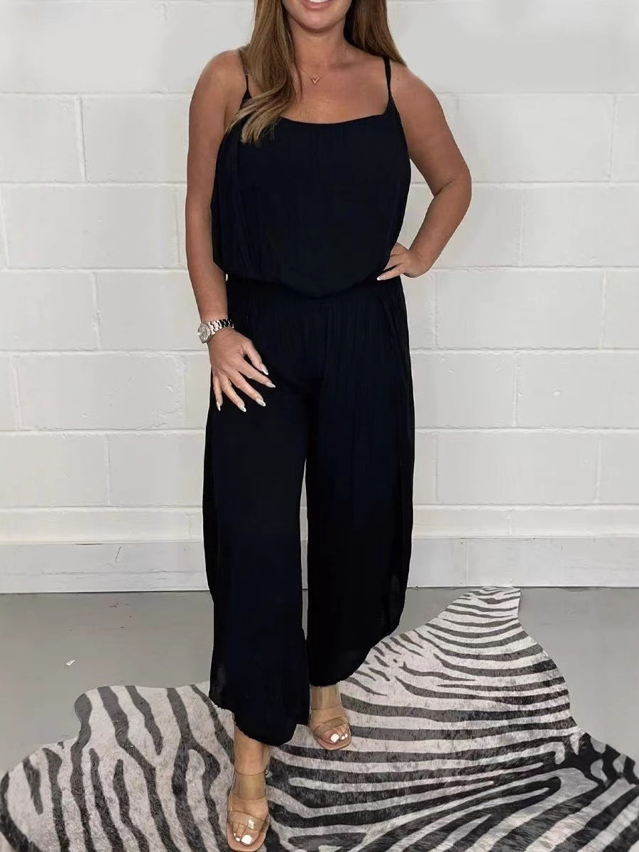 Damen Bequemer Jumpsuit mit weitem Bein Sovae