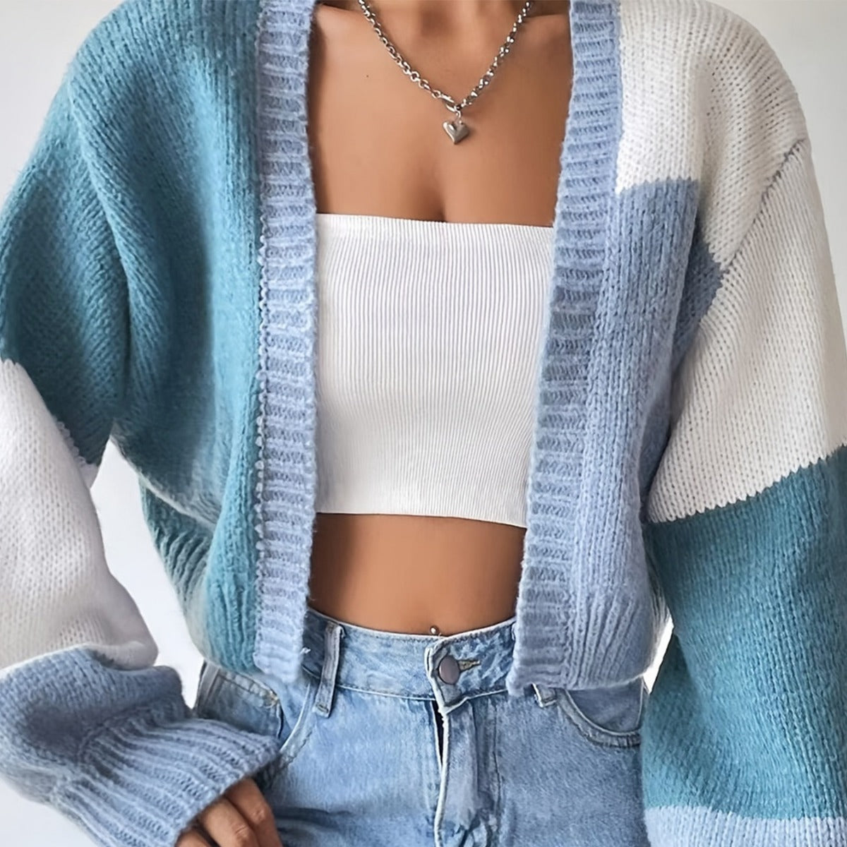 Damen lässiger Cardigan im modernen Farbblockdesign Sovae