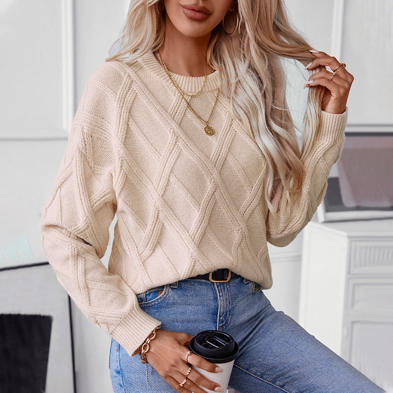 Damen Strickpullover mit modernem Rautenmuster und hochwertigem Material Sovae
