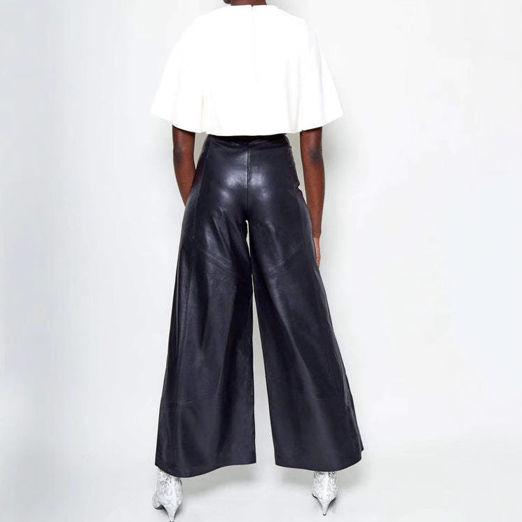 Damen Hochtaillierte Lederhose Sovae