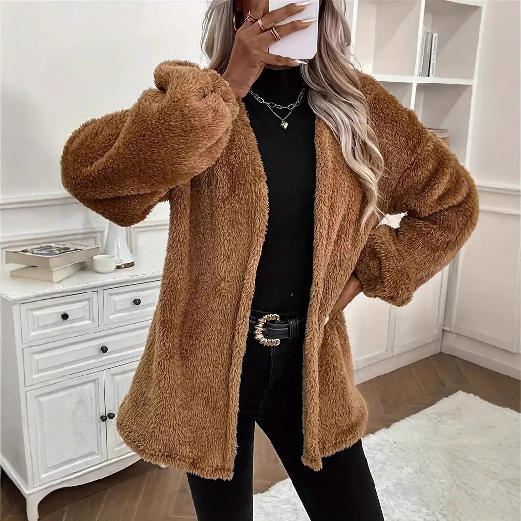 Damen Fuzzy Freizeitjacke Sovae