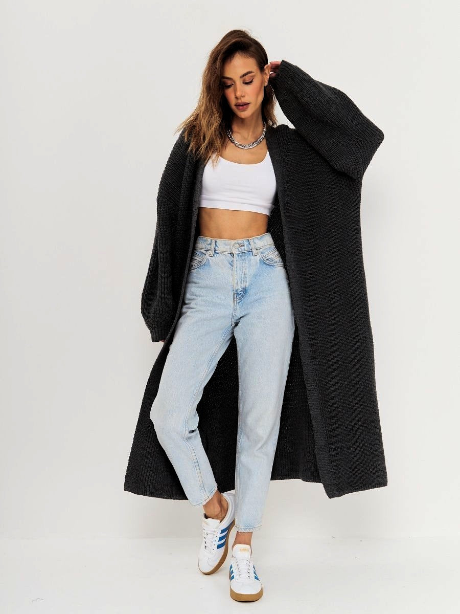 Damen Großer Strickmantel mit offener Front und lässiger Silhouette Sovae