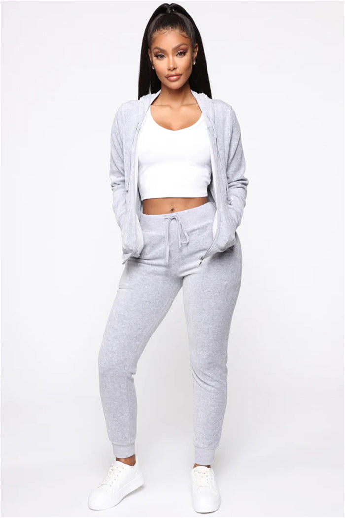 Damen Fleece-Jogginganzug mit Kapuze Sovae