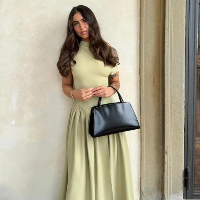 Damen Elegantes Maxikleid mit asymmetrischem One-Shoulder-Ausschnitt und fliessendem Rock Sovae