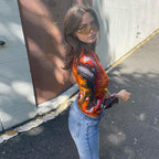 Damen Langarmshirt mit kunstvollem Grafikdesign Sovae