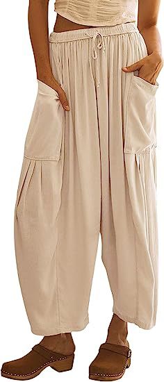 Damen weite Leinenhose Sovae