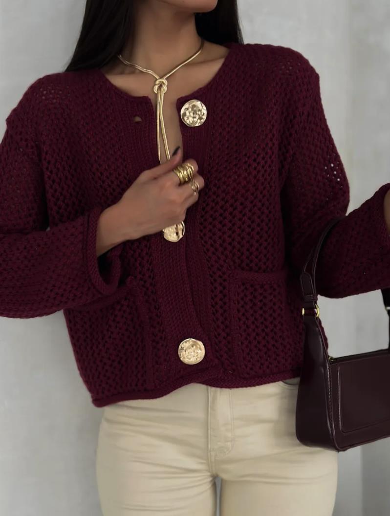 Damen Strickjacke mit Struktur und praktischen Taschen Sovae