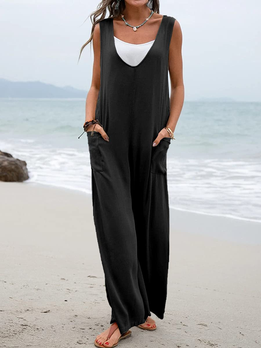 Damen Bequemer Sommeroverall mit weitem Schnitt und praktischen Taschen Sovae