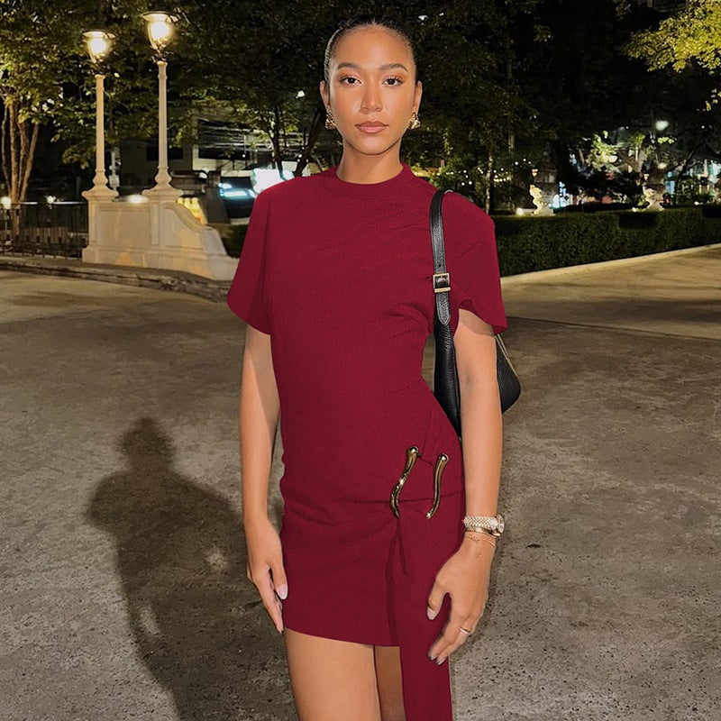 Damen Asymmetrisches Minikleid mit elegantem Schlitz und raffinierten Details Sovae