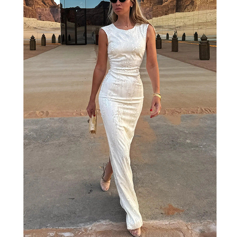 Dame Glamouröse Abendkleid mit glitzernden Pailletten und enganliegendem Schnitt Sovae