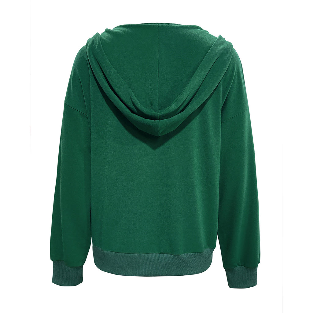 Damen Kapuzensweater mit Knopfleiste und tiefem Ausschnitt Sovae