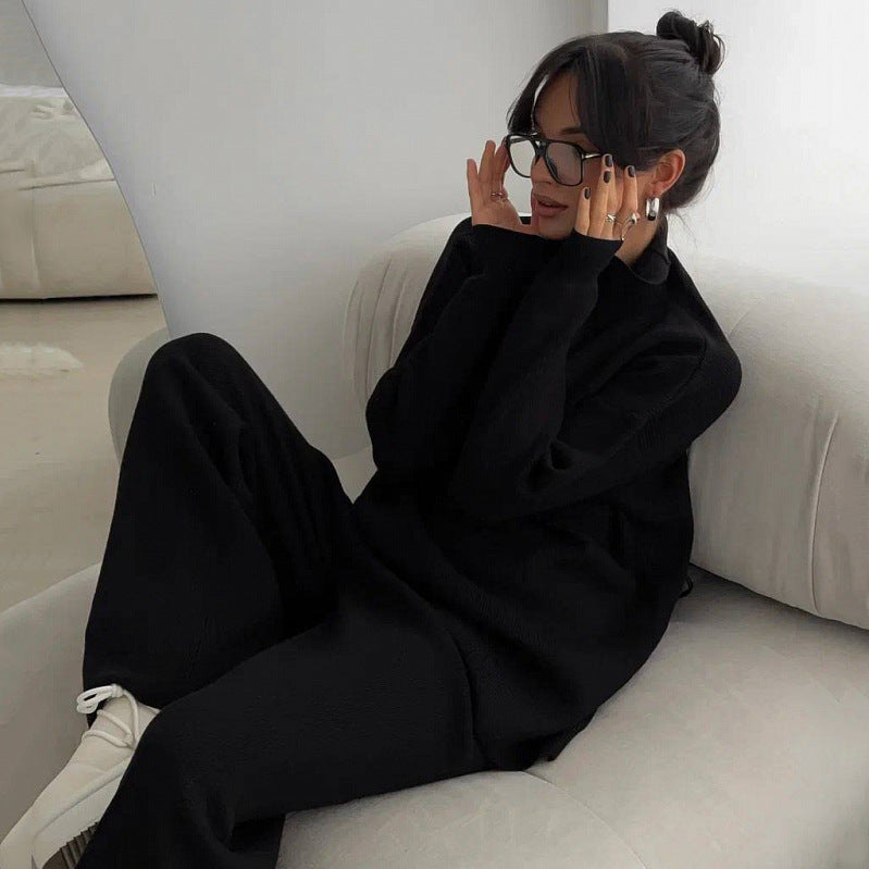 Damen Gemütliches und elegantes Strick-Loungewear-Set mit Rollkragen Sovae
