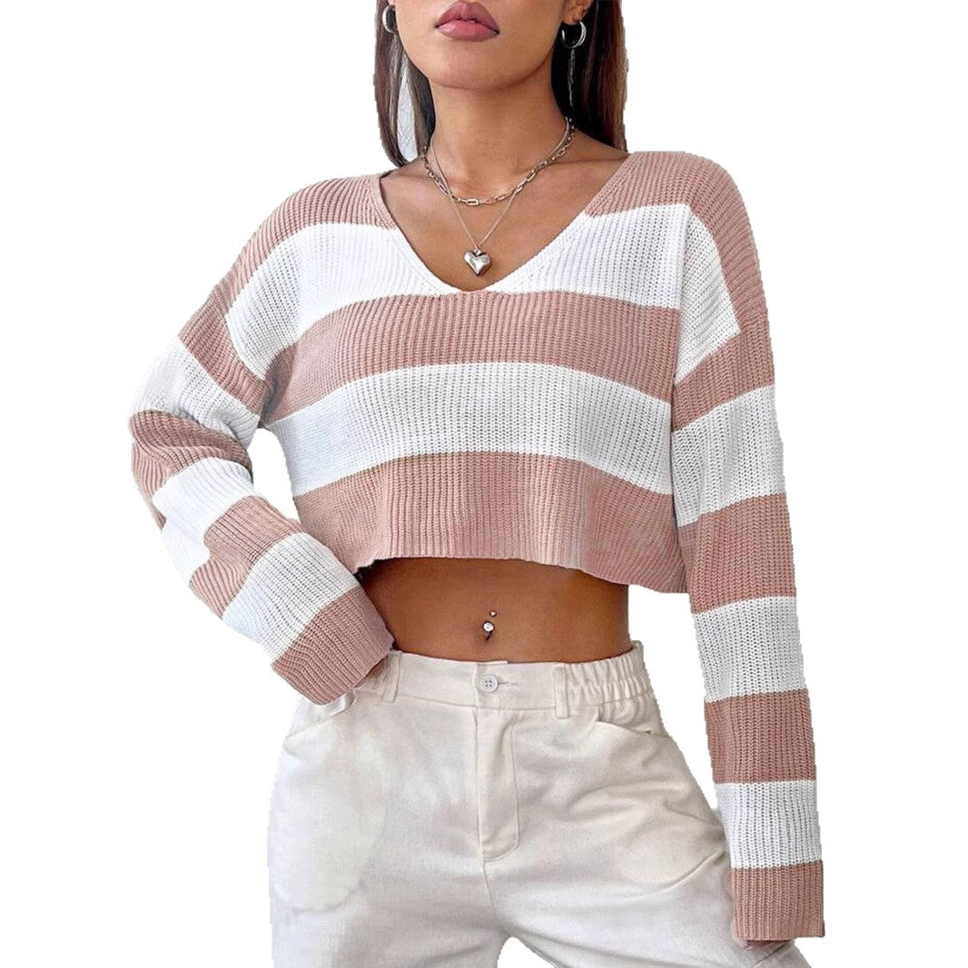 Damen Gemusterter Crop-Pullover Sovae