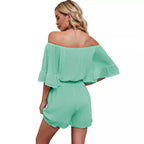 Damen schulterfreies Jumpsuit mit weitem Schnitt Sovae