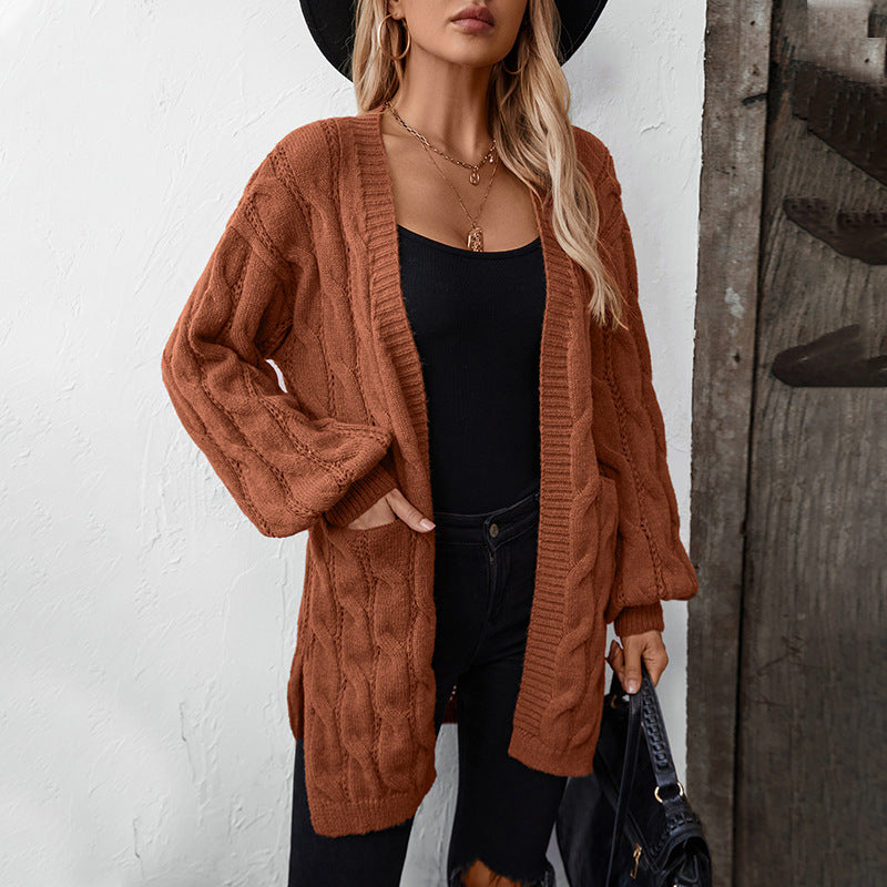 Damen Strickjacke mit einem stilvollen Flechtmuster Sovae