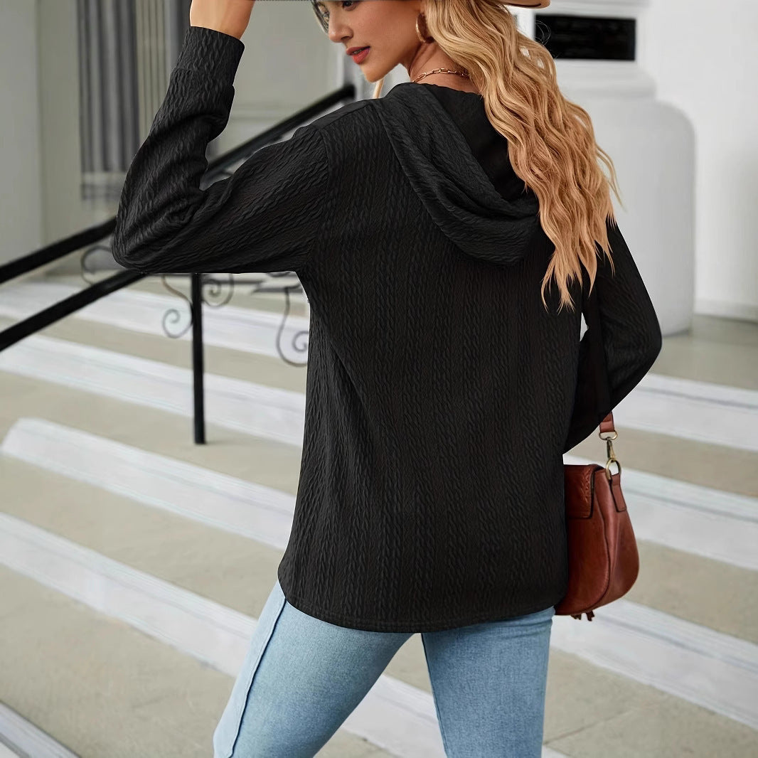 Damen Kapuzenpullover mit strukturiertem Stoff und Knopfdetails Sovae