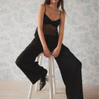 Damen Spitzenoletta Top mit lässigem Schnitt Sovae