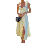 Damen Midi-Kleid mit verstellbaren Trägern und floralem Design Sovae