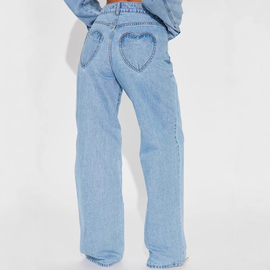 Damen Weit geschnittene High-Waist Jeans im lässigen Look Sovae