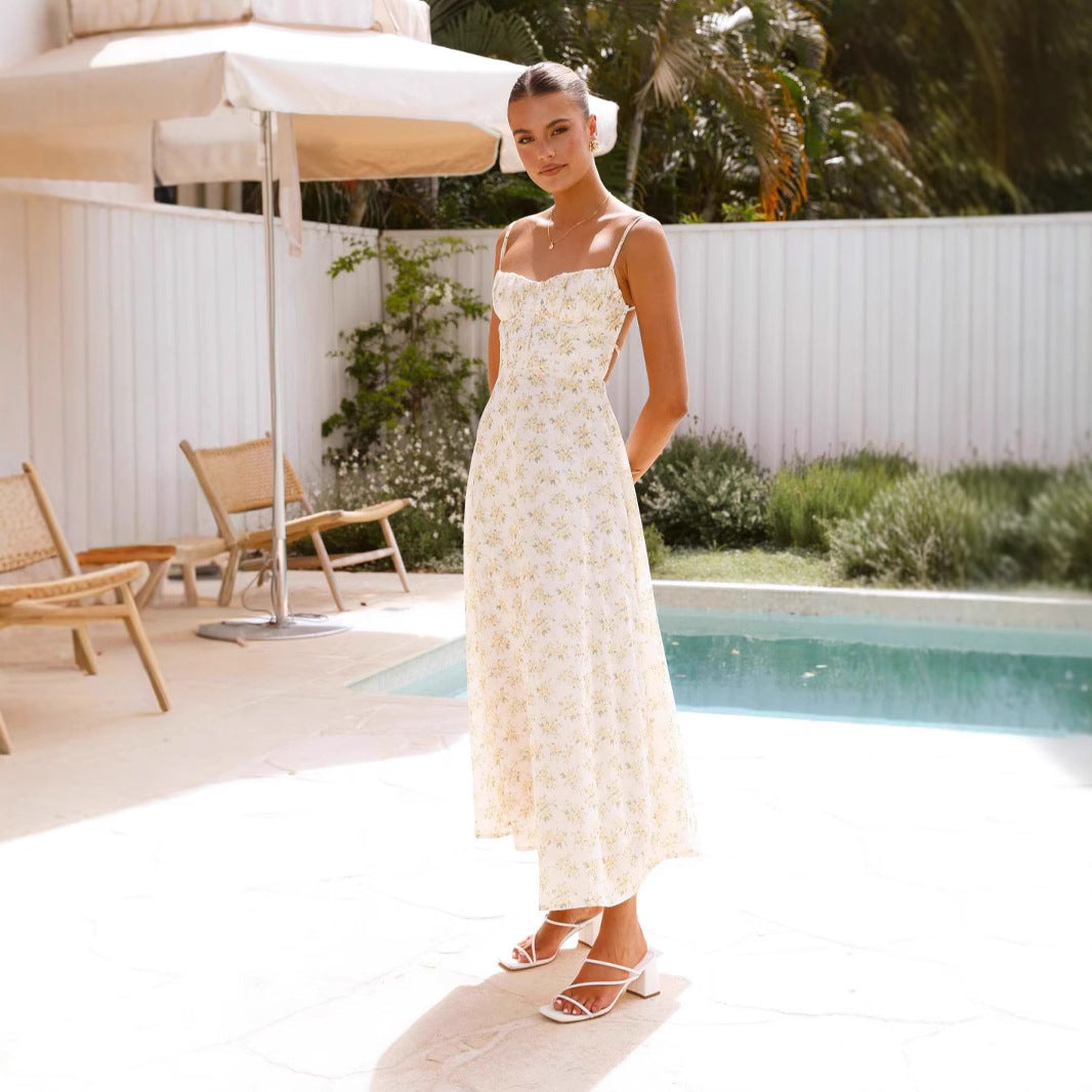 Damen Elegantes Maxikleid mit feinem Blumenmuster Sovae