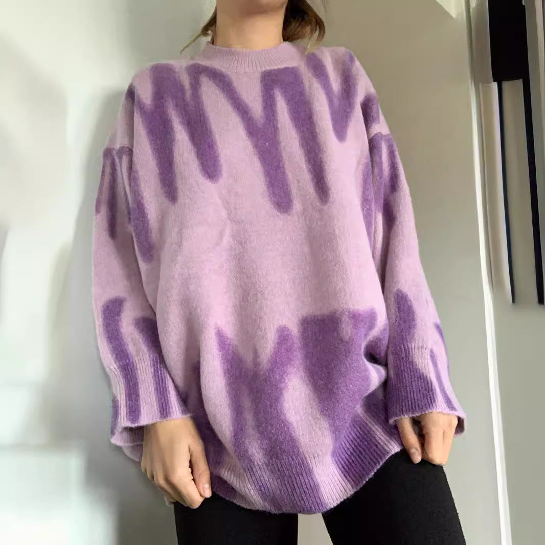 Damen Lässiger Pullover mit einzigartigem Farbverlauf und weitem Schnitt Sovae
