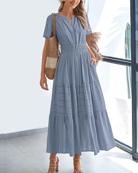 Damen Maxikleid mit voluminösem Rock Sovae
