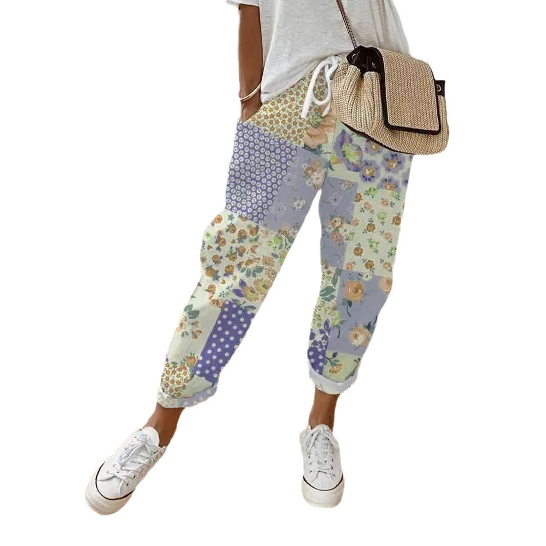 Damen lockere Blumenmuster-Haremshose Sovae