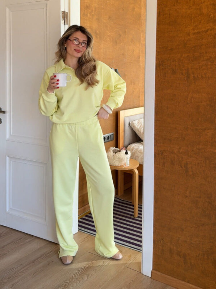 Damen Sportliches Loungewear-Set mit Polokragen Sovae