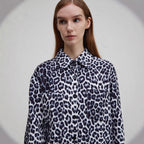 Damen Langärmliges Hemd im Leopardenmuster Sovae