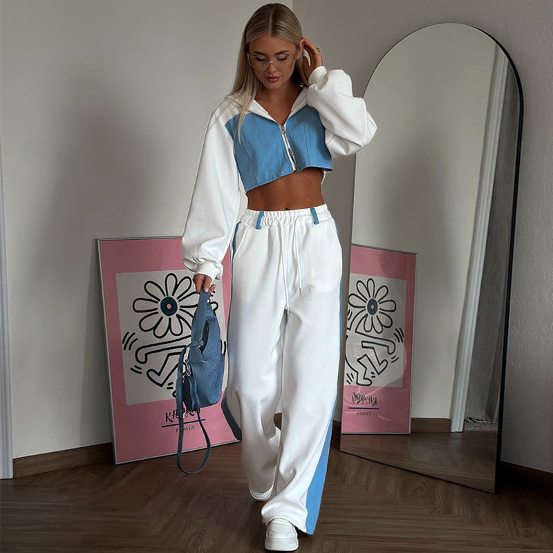 Damen Sportliches Cropped-Set mit farblich abgestimmten Akzenten Sovae