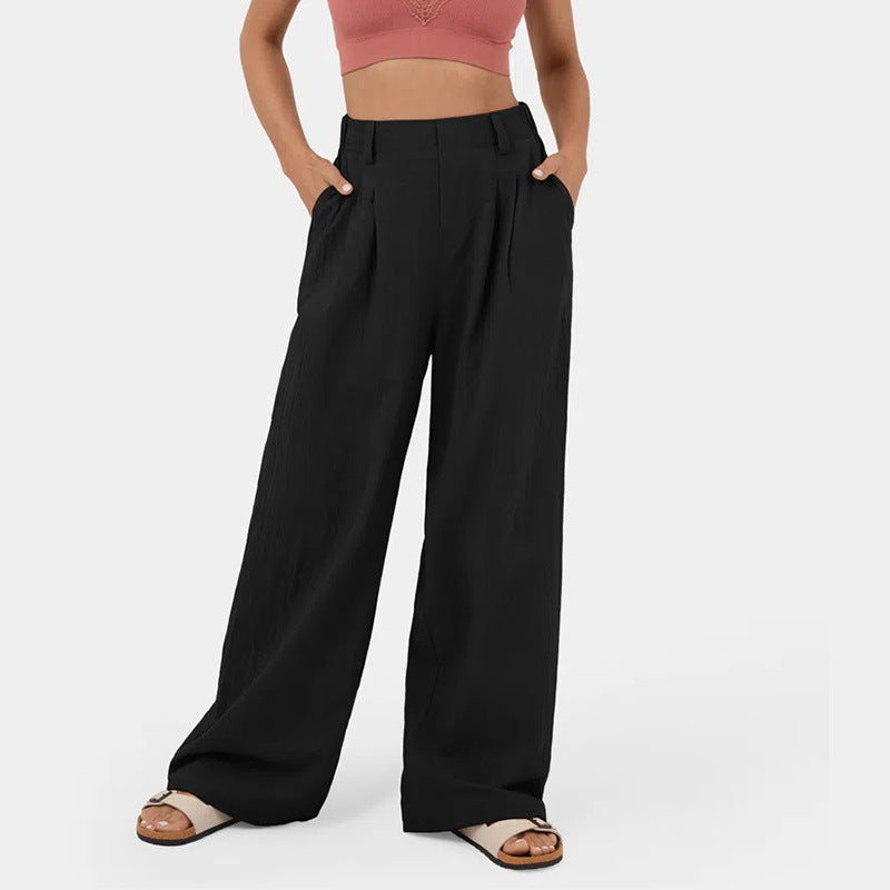 Damen Weite Hosen mit hohem Bund und eleganten Falten Sovae