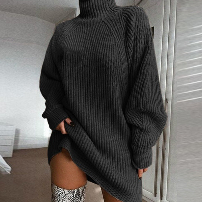 Damen Oversized Strickpullover mit hohem Kragen Sovae