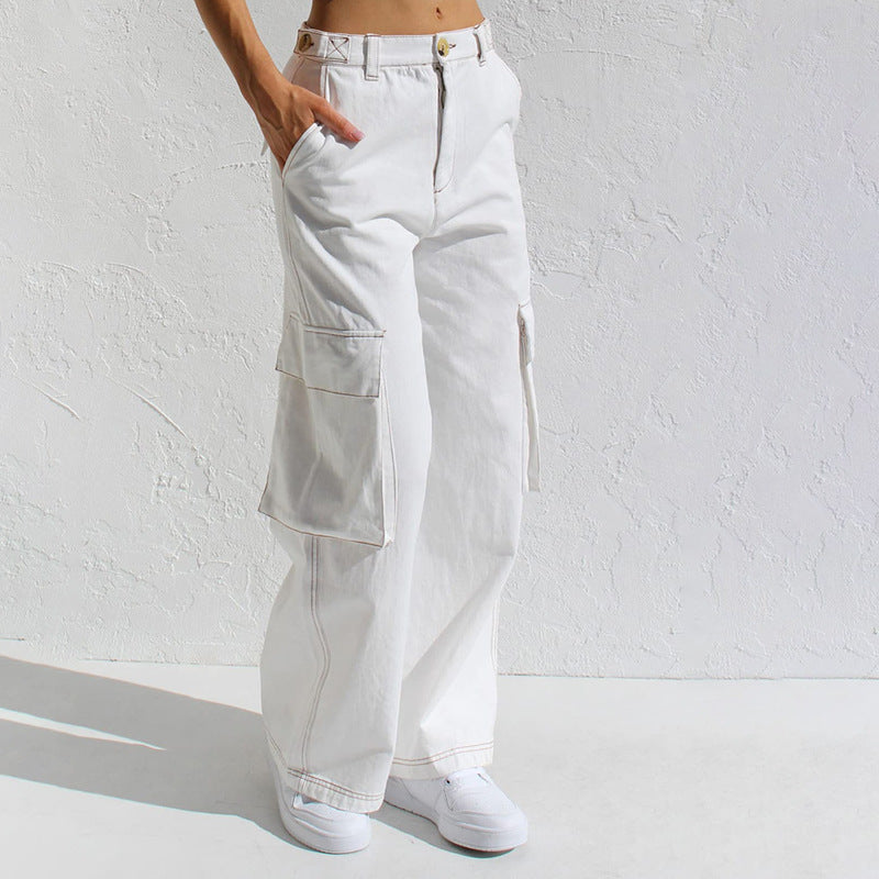 Damen Weit geschnittene Cargo-Hosen mit praktischen Taschen Sovae