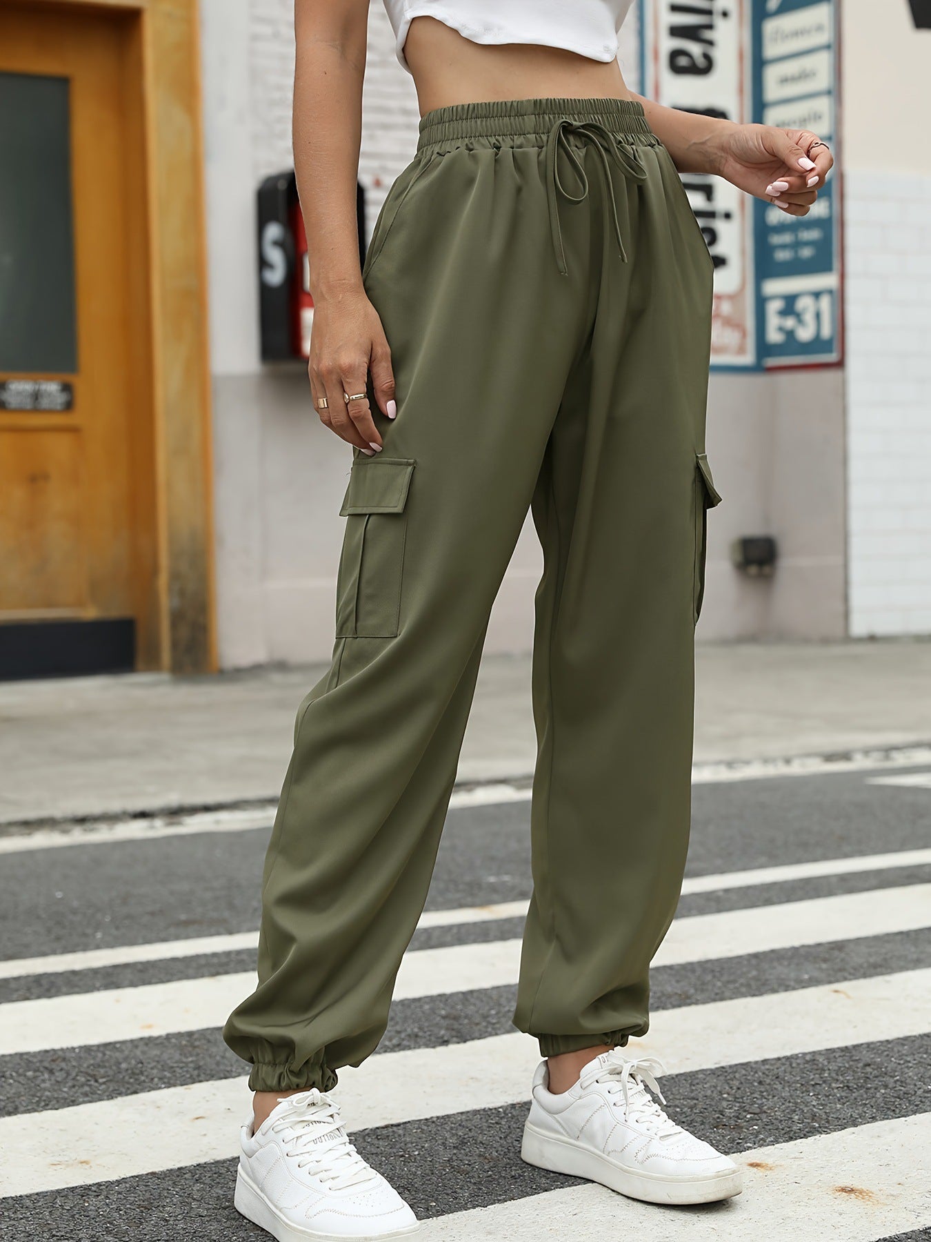 Damen Cargo-Hose mit elastischem Bund und praktischen Seitentaschen Sovae