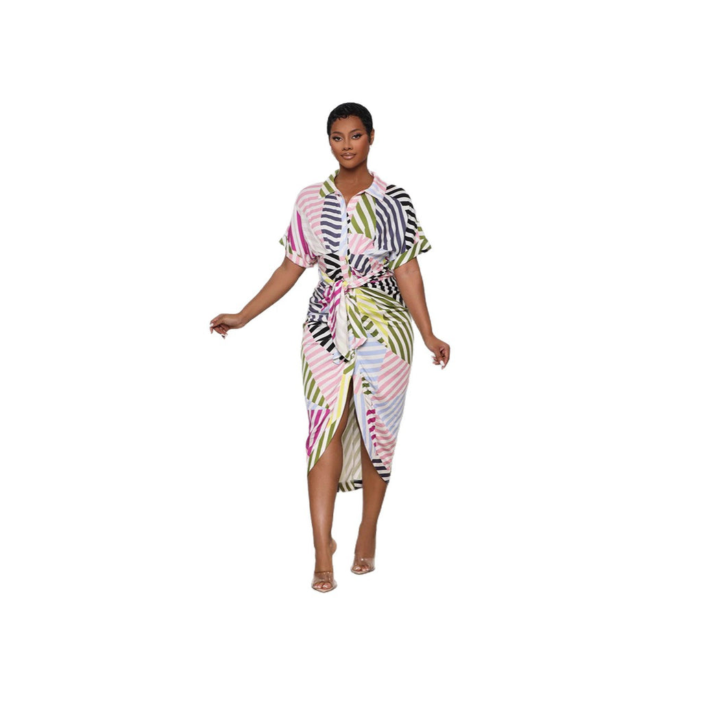 Damen Hemdblusenkleid mit modischem Knoten Sovae