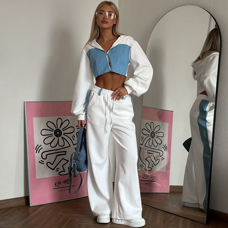 Damen Sportliches Cropped-Set mit farblich abgestimmten Akzenten Sovae