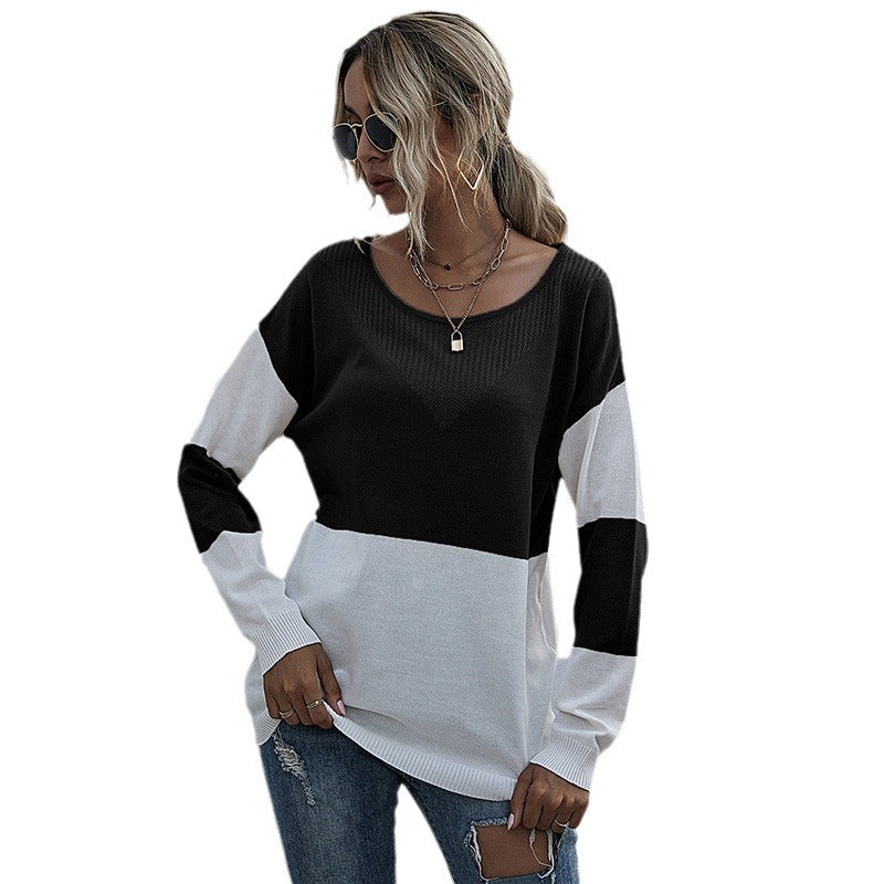 Damen lässiger V-Pullover mit modischem Netzdesign Sovae