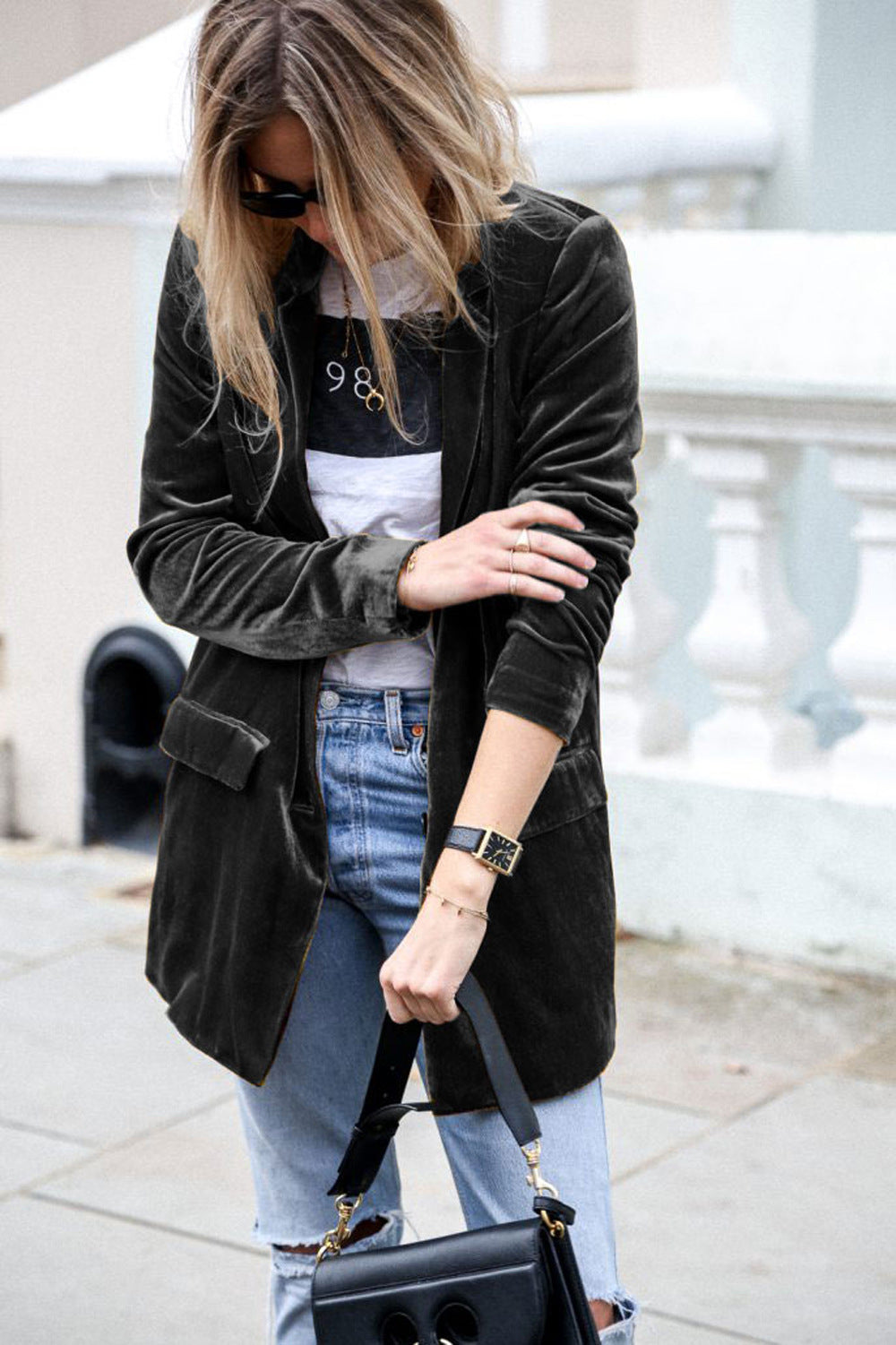 Damen eleganter und weicher Velvet-Blazer Sovae