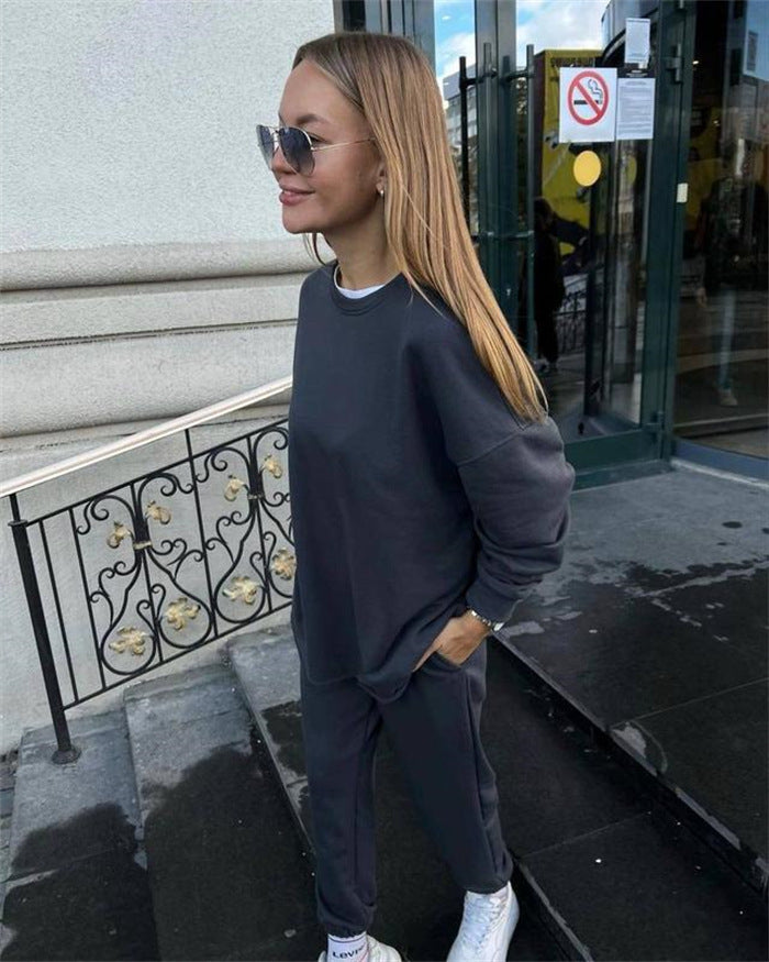 Damen lässiges Set mit oversized Pullover und bequemen Jogginghosen Sovae