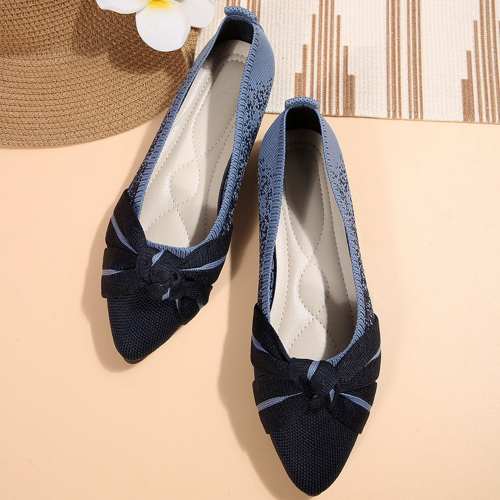 Damen elegante spitze Ballerinas mit Schleifen-Detail Sovae