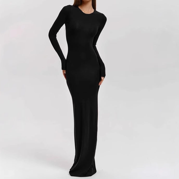 Damen Elegantes Langarm-Maxikleid mit figurformendem Schnitt und hohem Komfort Sovae