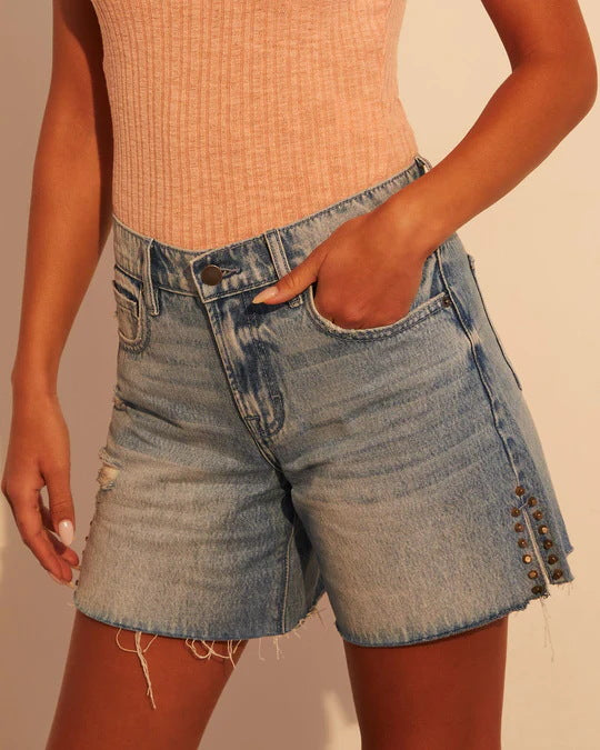 Damen Destroyed Denim Shorts Sovae